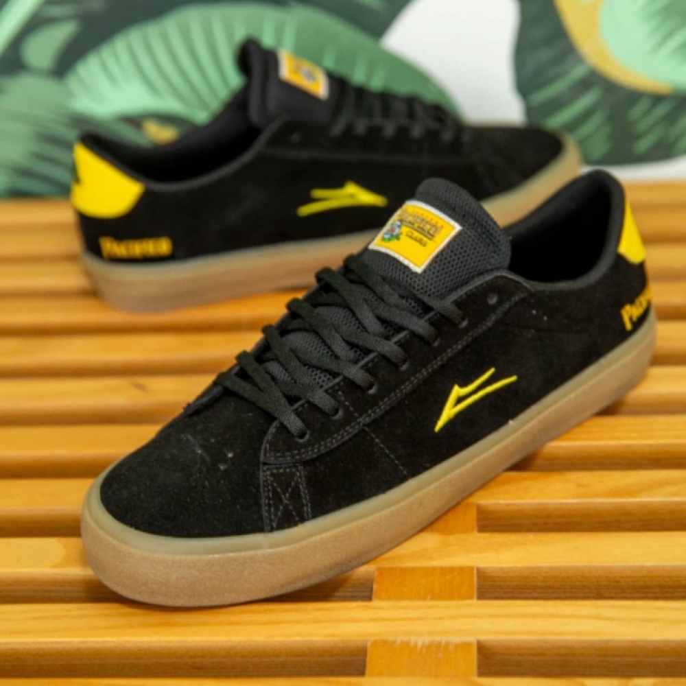 Black & Yellow Suede Skate Sneakers